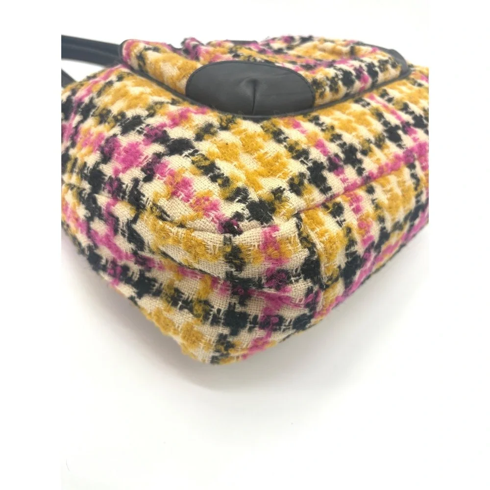 Coach Emma Wool‎ Tweed Tote F25083 Multicolor Leather Trim Shoulder Bag